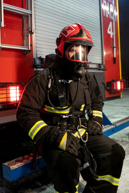 Bombero listo para su misión.