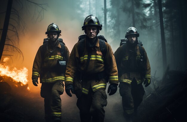 Los bomberos ayudan con los incendios forestales de la naturaleza
