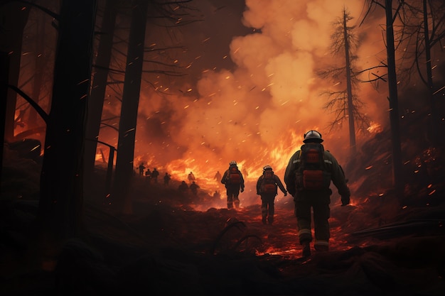 Los bomberos ayudan con los incendios forestales de la naturaleza