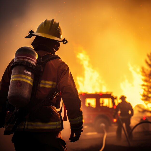 Los bomberos intentan apagar un incendio forestal