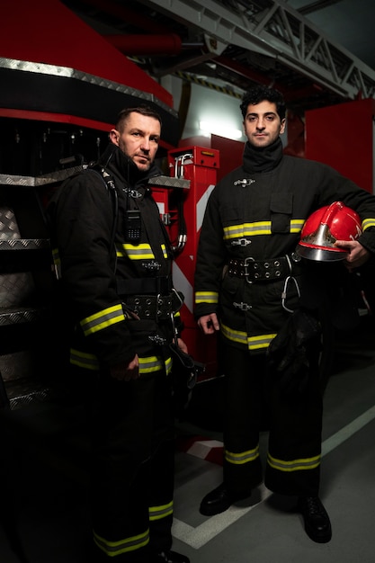 Bomberos listos para su misión.