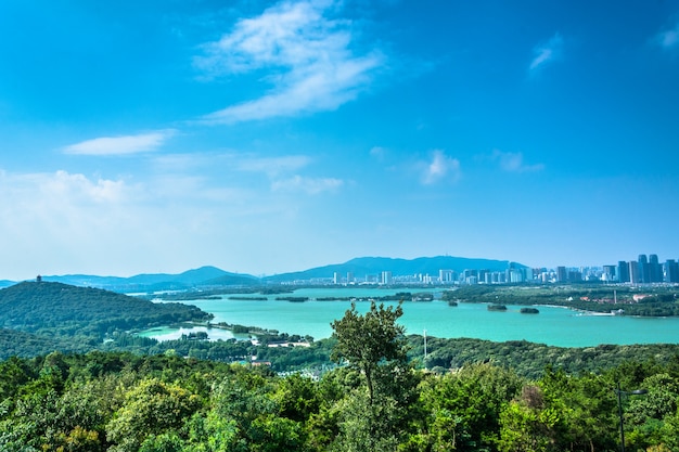 Foto gratuita bonito paisaje con naturaleza y cielo azul