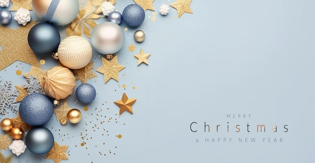Foto gratuita bonito saludo navideño en azul claro con copyspace