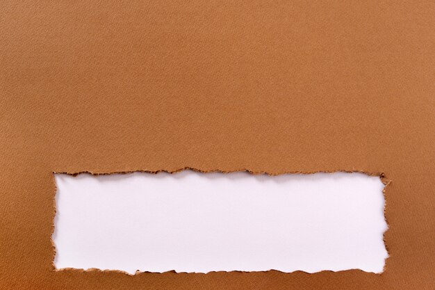 Borde inferior de la tira del marco del fondo del papel marrón rasgado