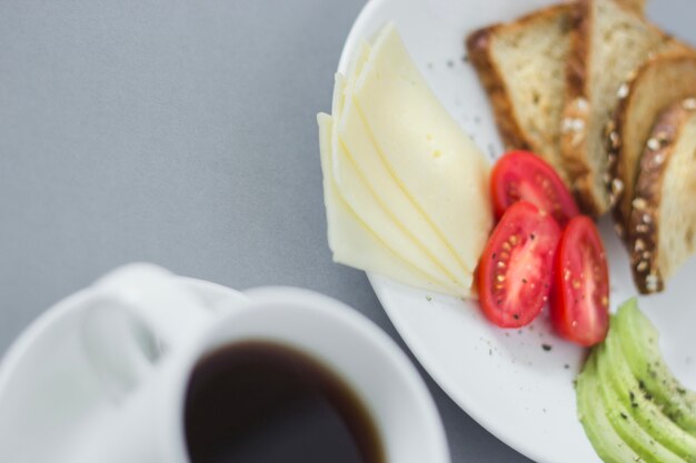 Borrosa, primer plano, desayuno, café