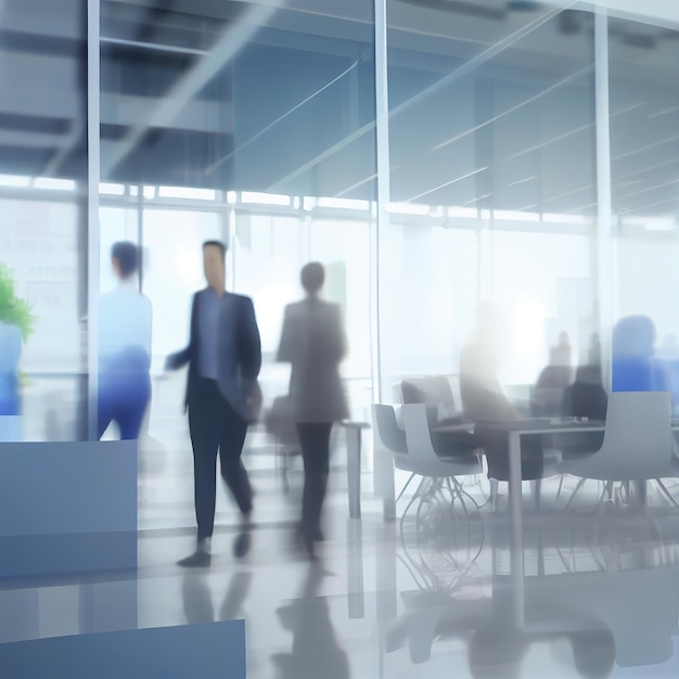 Foto gratuita borrosa suave de personas reunidas en la mesa gente de negocios hablando en la oficina moderna generativa ai