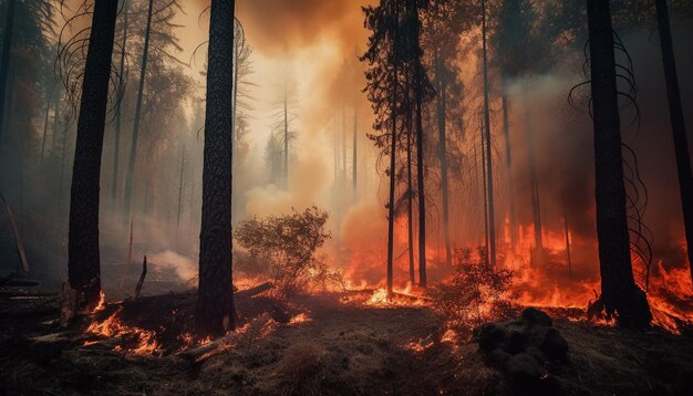 El bosque en llamas revela el misterio espeluznante de la destrucción de la naturaleza generada por la IA