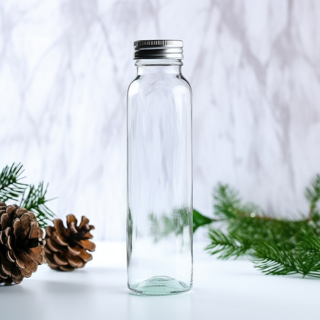 Foto gratuita botella de agua transparente en interiores