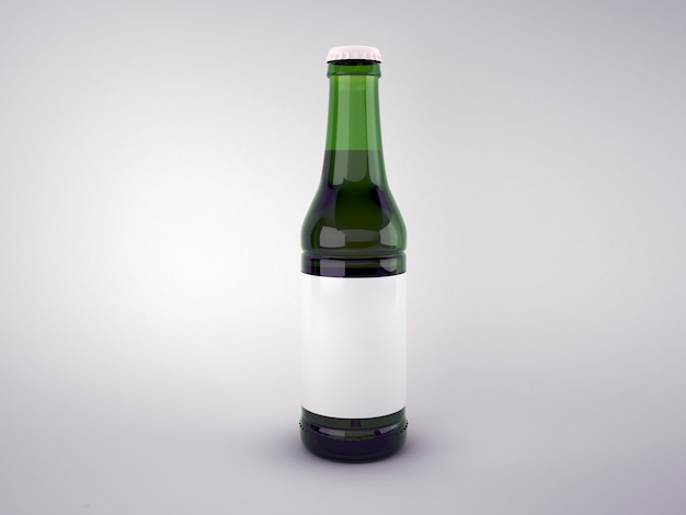 Foto gratuita botella de cerveza verde en blanco