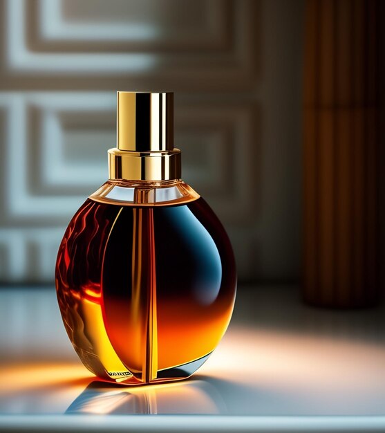 Una botella de perfume con una tapa dorada que dice perfume.