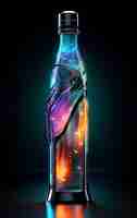 Foto gratuita botella de refresco futurista de colores brillantes