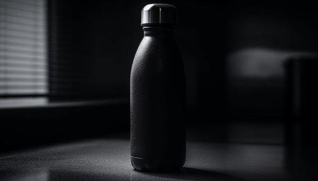 Botella vacía que refleja la frescura del agua potable saludable generada por IA