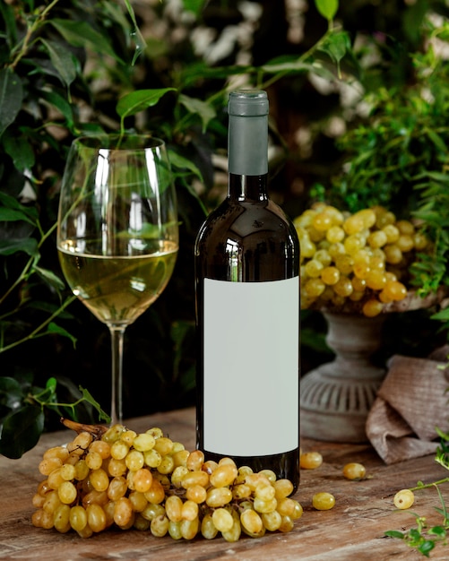 Foto gratuita botella de vino blanco y un vaso