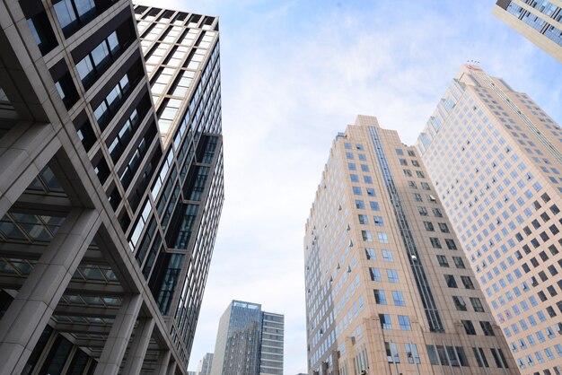 Bottom view of office buildings