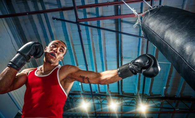 Foto gratuita boxer afroamericano masculino.