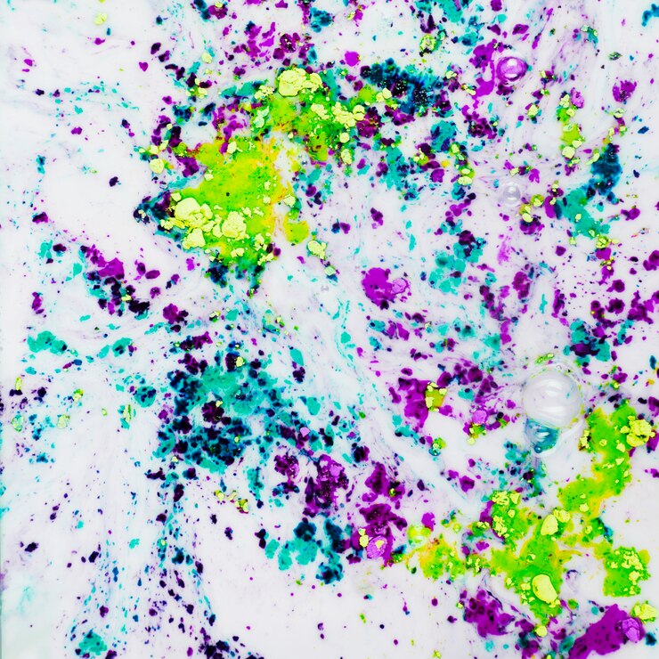 Foto gratuito brillante agua multicolor con burbujas.