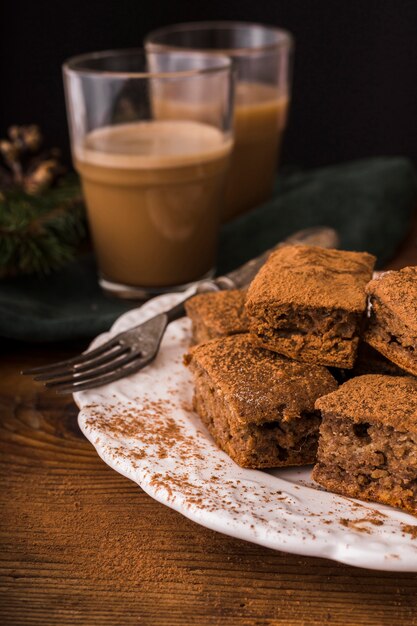 Brownies de café y chocolate dulce