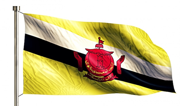 Brunei Bandera Nacional aislado fondo blanco 3D