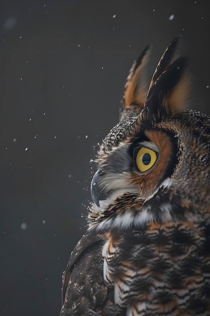 Foto gratuita el búho al aire libre en la naturaleza fría con una estética de ensueño