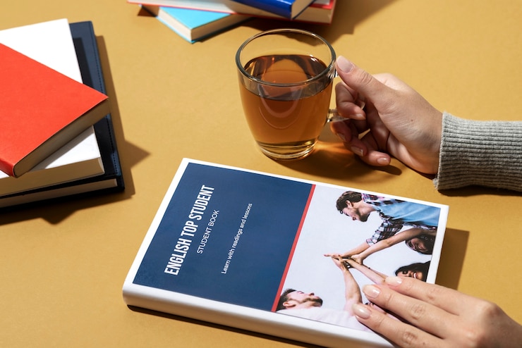 Photo Gratis buku bahasa inggris terletak di meja ruang kerja