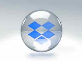 Foto gratuita burbuja de vidrio transparente con el logotipo de dropbox en su interior aislado sobre fondo transparente