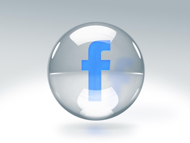 Foto gratuita burbuja de vidrio transparente con el logotipo de facebook en su interior aislado sobre fondo transparente