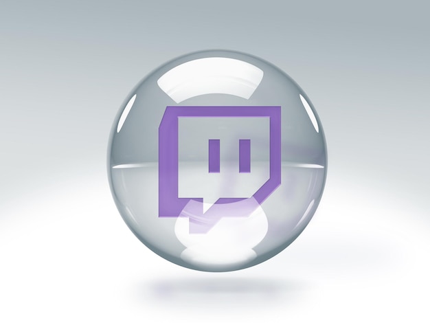 Foto gratuita burbuja de vidrio transparente con el logotipo de twitch en su interior aislado sobre fondo transparente