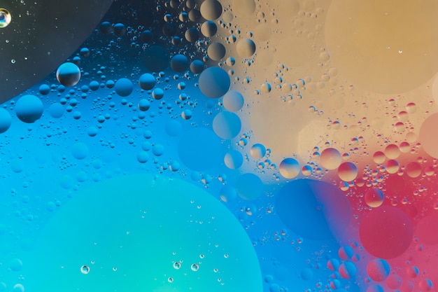 Burbujas circulares sobre el telón de fondo con textura colorida