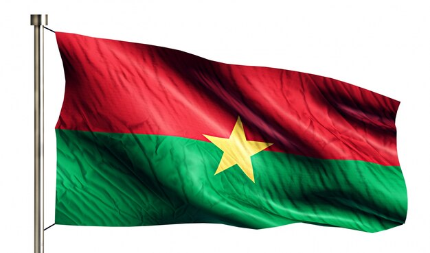 Burkina Faso Bandera Nacional aislado 3D Fondo blanco