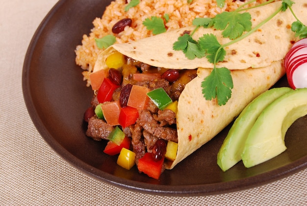 Burrito mexicano con arroz