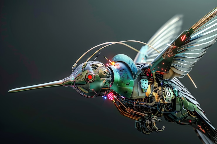 Photo Gratis burung kolibri robot futuristik