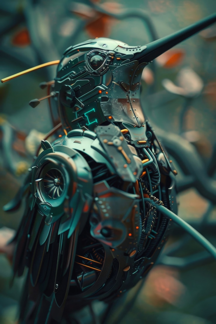 Photo Gratis burung kolibri robot futuristik