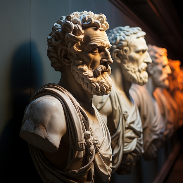 Foto gratuita bustos griegos dentro del templo