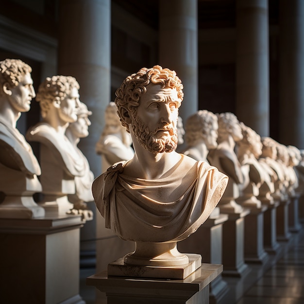 Bustos griegos en fila