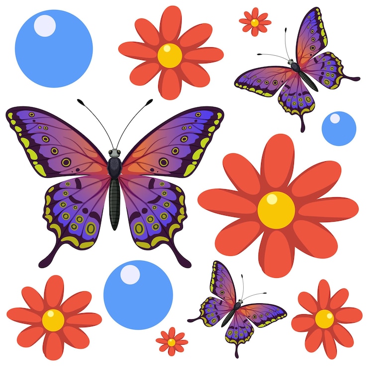 Photo Gratis butterflies and flowers seamless pattern
