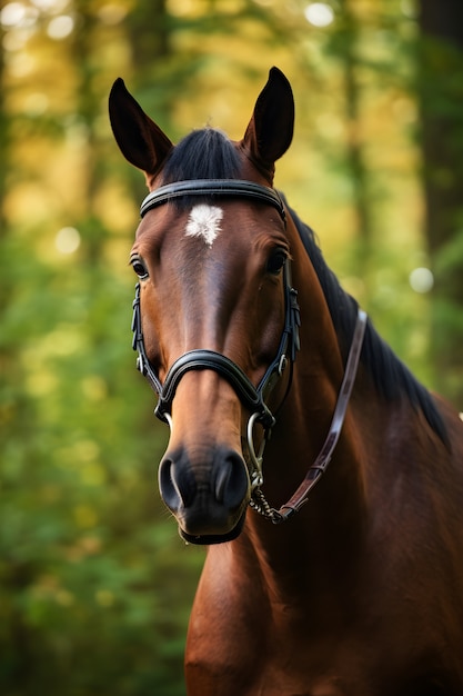 Foto gratuita caballo en el bosque verde