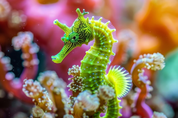 Foto gratuita un caballo de mar realista en el entorno subacuático salvaje