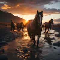 Foto gratuita el caballo en la naturaleza genera imagen