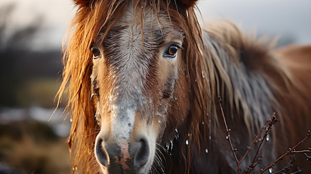 Foto gratuita el caballo en la naturaleza genera imagen