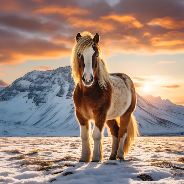 Foto gratuita el caballo en la naturaleza genera imagen