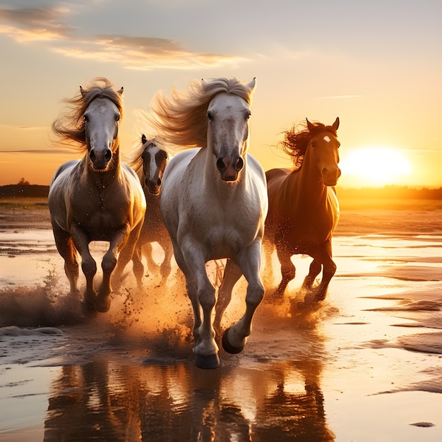 Foto gratuita el caballo en la naturaleza genera imagen