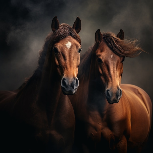 Foto gratuita el caballo en la naturaleza genera imagen