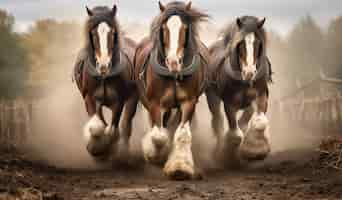 Foto gratuita el caballo en la naturaleza genera imagen