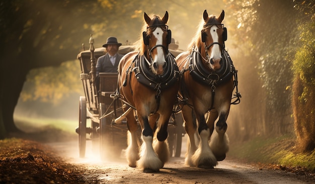 Foto gratuita el caballo en la naturaleza genera imagen