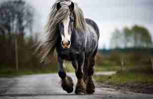 Foto gratuita el caballo en la naturaleza genera imagen