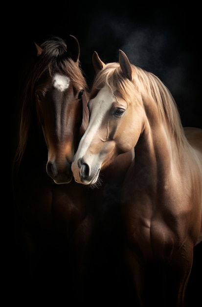 Foto gratuita el caballo en la naturaleza genera imagen