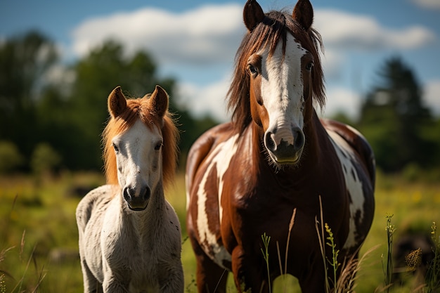 Foto gratuita el caballo en la naturaleza genera imagen