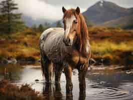 Foto gratuita el caballo en la naturaleza genera imagen