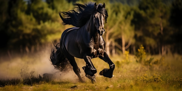 Los caballos corriendo por el campo