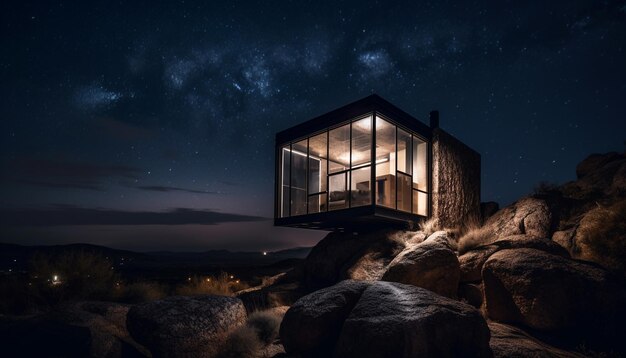 Cabaña abandonada en medio de espeluznante paisaje invernal generado por IA